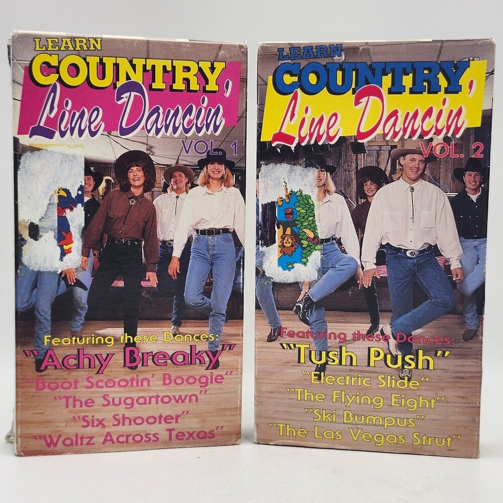 Learn Country Line Dancin Vol 1 Vol 2 VHS Tape Set b